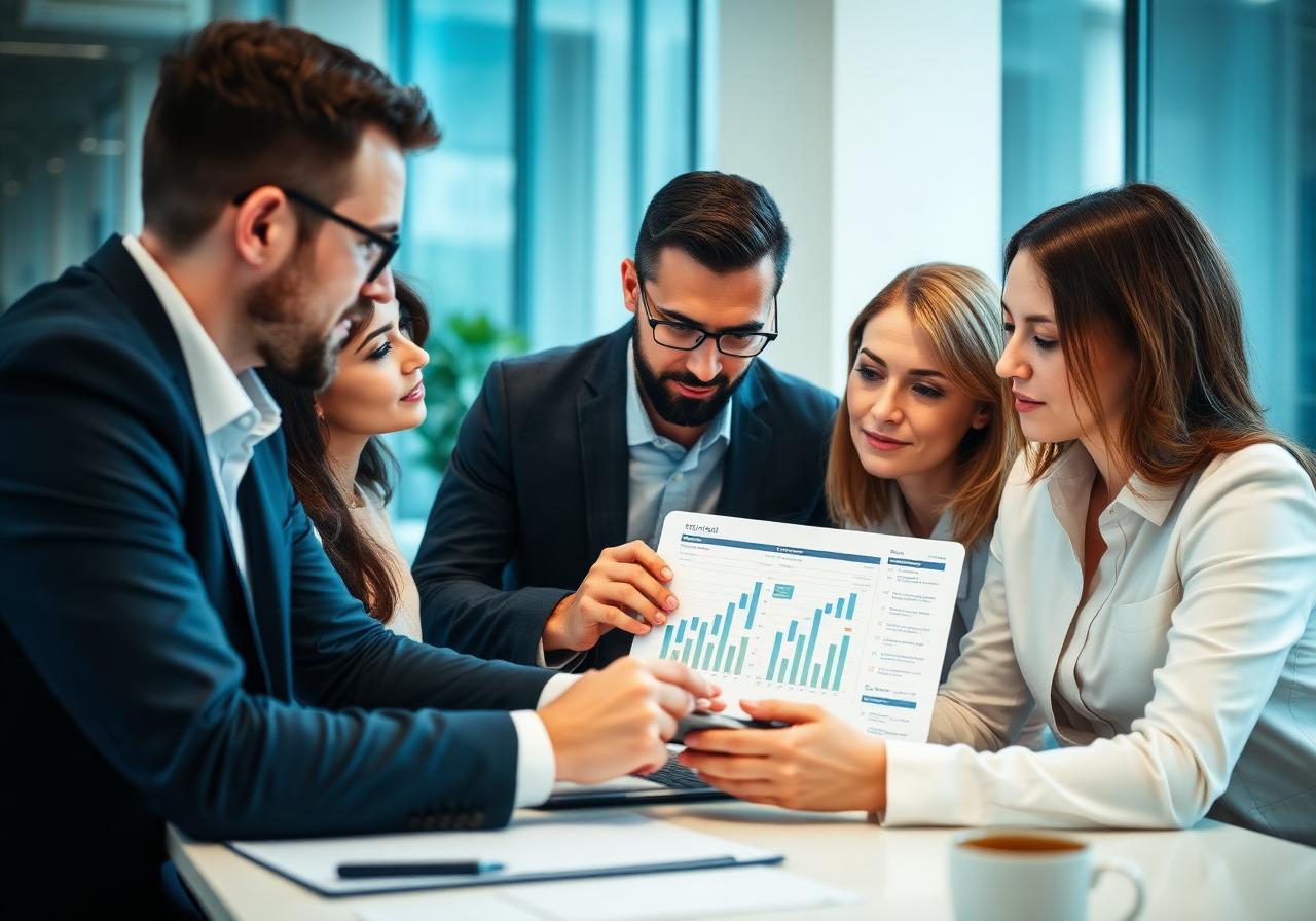 Triam consultants reviewing analytics with a client